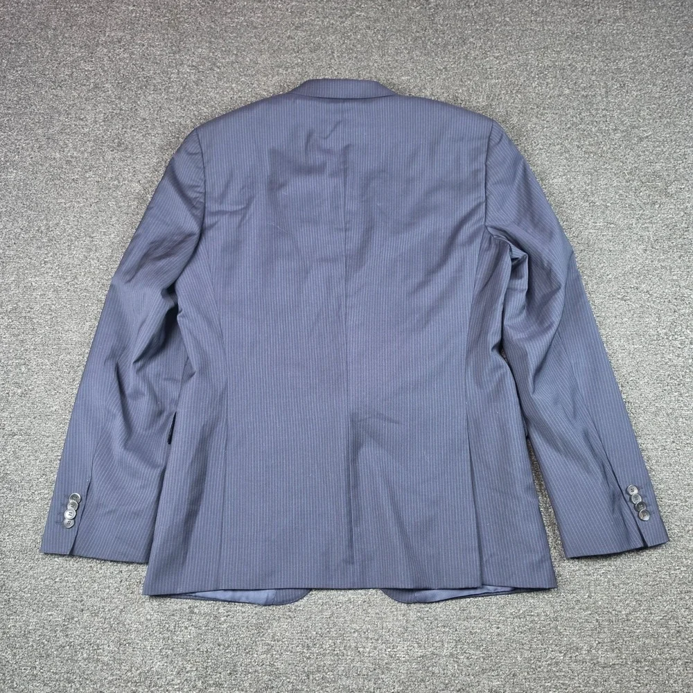 Hugo Boss Blazer Navy Blue Mens 40R Pinstripe Linificio Tesse Biella Wool Jacket